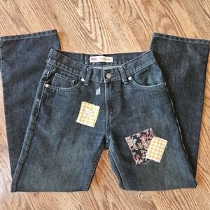 LEVI'S Jeans Youth Girl‎ Size 14 Straight Cotton 514 Reg Black Wash Patchwork
